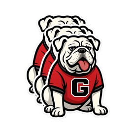 UGA Bulldog Vinyl Waterproof Stickers for Adults, Durable Water Bottle and Laptop Stickers, Fun Waterproof Decals for Phone Cases and Tumblers (3PCS, 3")