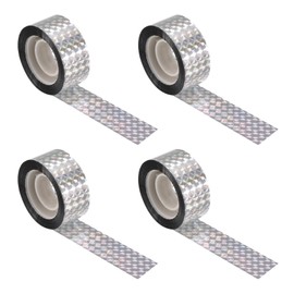 MECCANIXITY Bird Scare Tape,164 ft x 1 in PET Reflective Tape Ribbon Tape Laser Grid Double Sided Repelling Ribbon Keep Away Bird for Garden Farm Home,4 Roll