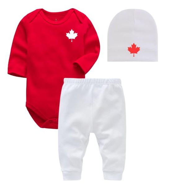 3-Piece Canada Baby Set, Custom Handmade Baby Canada Maple Leaf