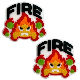 TRESSIS Tennis Racket Dampener - Cute Fun Fire Design - 2-Pack - Vibration & Noise-Reducing Tennis Shock Absorber for Racquets - Secure, Easy-Install Accessories for Players of All Levels