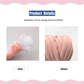 Arm Knitting Yarn for Chunky Yarn Blanket,Braided Knot Throw Cotton Wool Bulky Giant Yarn for Hand Knit Blanket DIY,Soft Washable Tube Bulky Giant Yarn for Weave Craft Crochet(Shell Pink, 0.55lb)