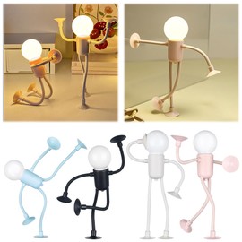 Mineup Pack of 4 Funny Athletes Night Light, Night Light for Children, DIY Shape Night Lights with Suction Cup, Creative Cartoon Night Lamp, Cute Mini Night Light for Adults, Boys and Girls