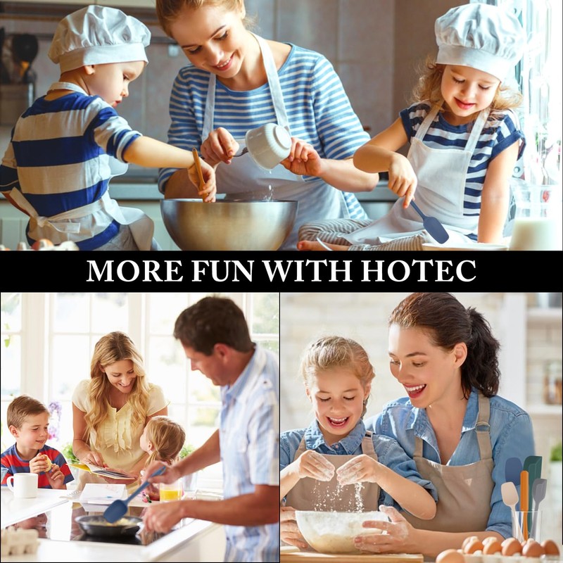 HOTEC Heat Resistant 600℉ Food Grade Silicone Rubber Spatula Set