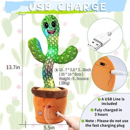 Talking Cactus Toy, Singing, Talking, 120 Songs and Dancing Cactus Toy, Multi-Button Adjustment, Singing Cactus Toy Repeats What You Say Children's Toys Gifts - Your Interactive Entertainment Companio