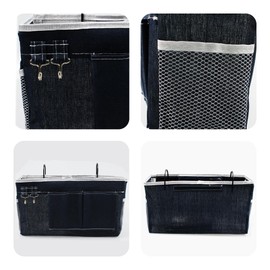 esahpss Upper bunk in The Dormitory, Enlarged Bedside Storage Bag, Hanging Bag, Bedside Fabric Storage Basket, Dark Blue, 2 Pieces for one Sale