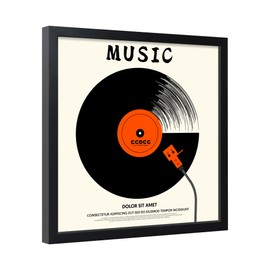 ccdcc 12.6x12.6 Vinyl Record Frame 1 Pack, Black Wooden Album Cover Display Frame with Tempered Glass Cover for Any 12 By 12 Inch Lp Record Cover