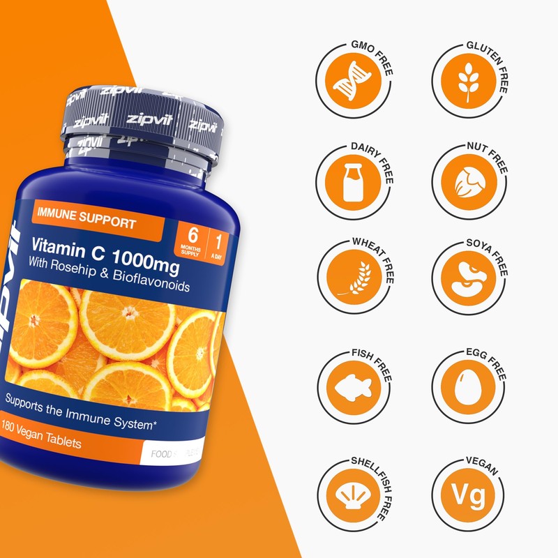 Zipvit Vitamin C 1000mg, 180 High Strength Vitamin C Tablets