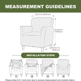 FUANGUI Banquet Armchair Slipcover Printed Chair Covers with Arms Stretch Club Chair Slipcover Soft Armchair Sofa Covers Anti-Slip Furniture Protector for Dogs Pets Home Living Room Decor