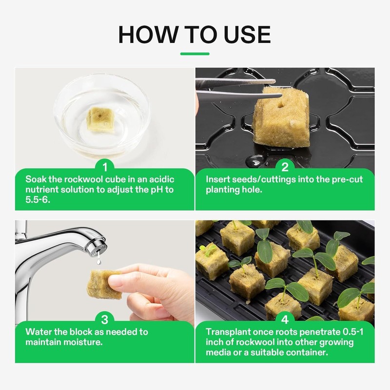 VIVOSUN 72 Plugs 1" Rockwool Cubes for Hydroponics w/ 72