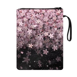 Poceacles Polyester Book Cover, Portable, Fits Most Hardcover Textbooks, Paperback, Zipper, Book Cover, Cherry blossom, Elegant