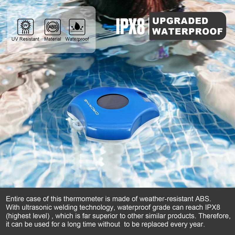 Circrane Solar Digital Pool & Spa Thermometer, Weather Resistant Floating