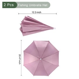 YOKIVE 2 Pack Umbrella Hat, Folded Sun Rain Caps Hand Free Fish Umbrella Hats Great for Hiking, Fishing, Camping, Sports (Pink, 20-Inch)