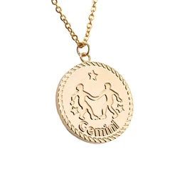 LuckyLy Collar Oro 18k de Horóscopo con Dije de Signo Zodiacal Géminis, Cadena de Acero Inoxidable con Baño de Oro 18k – Joyería Zodiaco, Regalos para Mujer Cumpleaños y Regalos para Novia, Modelo Astra