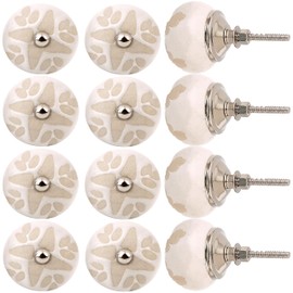 Set of 12 Ceramic Knobs Decorative Knobs for Home Kitchen Cabinet Cupboard Door Dresser Wardrobe Pulls Cabinet Knobs Ceramic Drawer Pull Kitchen Cupboard Pull Dresser Door Handle - Dim White