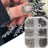 Velvoria 6 Grid Metallic Rivets Punk Nail Charm, 3D Gothic