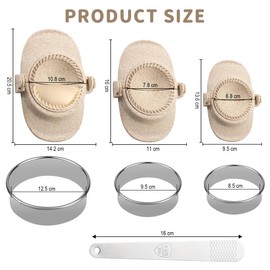 Duoleimi Ravioli Maker & Dumpling Maker Set with Dough Cutter [3 Sizes], Empanadas, Gyoza, Mouth Pockets, Dumpling Maker, Ravioli Shaper, Wheat Straw Material Mould - Small 7 cm, Medium 8 cm, Large 11