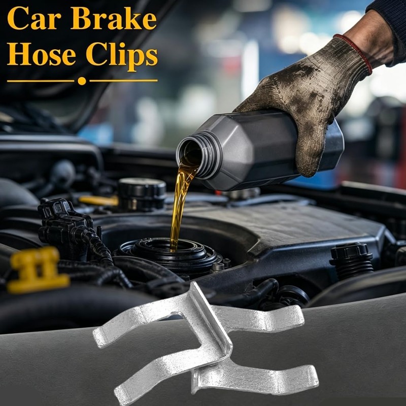 10Pcs Car Brake Hose Clips Brake Line Retainer Clips (Silver)