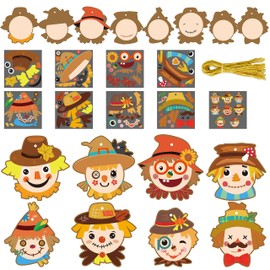 BeYumi 40Pcs Fall Scarecrow Head Craft Kit DIY Scarecrow Craft Autumn Thanksgiving Art Craft Make Your Own Scarecrow Head Set Home Classroom Game Activities Art Supplies Decor for Kindergarten Kids
