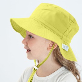 Rayson Sonnenhut Baby Kinderhut Fischerhut UV Schutz Hut mit Breiter Krempe Verstellbarer Kinder Sommer Mütze Mädchen Jungen(Gelb)