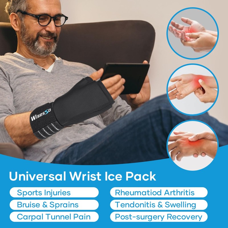 Wisesso Wrist Ice Pack Wrap, Reusable Ice Gloves for Hot