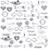 HERZWILD Jewellery Connectors Metal 50 Pieces Mixed Charms Pendant Set DIY Jewellery Pendant Heart Jewellery Connector DIY Craft Charms Pendant Necklace Bracelet Making Accessories (Silver)
