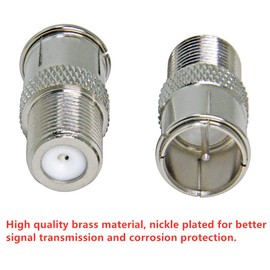 F Type Push On Quick Connect Adapter, 10-Pack RFAdapter F Male to Female Push On Connector Adapter for RG58, RG59, RG6, RG11 Coaxial Cable