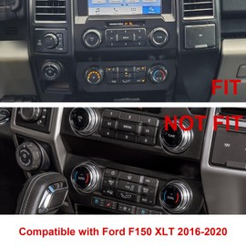 x xotic tech Air Conditioner Switch/Trailer/4WD/VOL Tune Knob Button Trim Compatible with Ford F150 XLT 2016 2017 2018 2019 2020, Blue Aluminum 6pcs