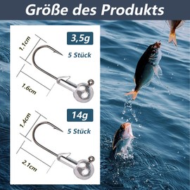 8 Pieces Tungsten Jig Heads, Fishing Hook Set Jig Heads, Sharp Jig Hook Set for Rubber Fish, Rubber Fish Fishing Jig Hooks, Offset Hooks, Fishing Hook Set, Fishing Hooks Offset Hooks (3.5 g/14 g)