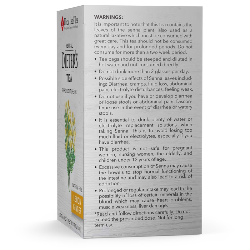 Uncle Lee’s Herbal Dieter’s Tea, Lemon Ginger – Senna Tea