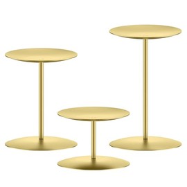 smtyle - Juego de 3 portavelas de hierro fundido dorado de 3.5 pulgadas, ideales para velas LED de pilar, decoración de mesa