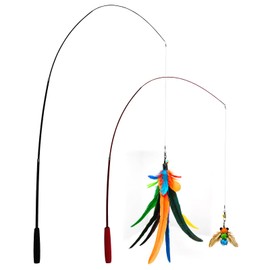 miwoowim Cat Toys Interactive for Indoor Cats, 2PCS Ultra-Long Teaser(50"+38")+9PCS Da Bird Feather Refills, Fishing Pole Toy,Retractable Cat Wand Toy and Feather Toys Refills Attachment Replacement