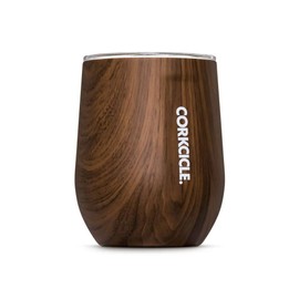 Corkcicle Stemless Insulated Wine Glass Tumbler, Walnut Wood, 12 oz – Stainless Steel Stemless Wine Glass Keeps Beverages Cold for 6 Hours, Hot for 3 Hours – Non-Slip, Easy-Grip Insulated Cup