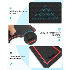 CDEFG Kompatibel mit Suzuki Vitara LY Hybrid 2016-2023 2024, Gummimatten Mittelkonsole Antirutschmatten rutschfest Becherhalter Gummi Matte Armlehne Vitara LY 2024 Zubehör (Automatikgetriebe Rot)