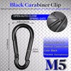 50 Pack 2" Heavy Duty Carabiner Clips, M5 Black Galvanized