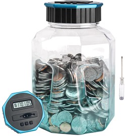 Vcertcpl - Alcancía digital para adultos y niños, cuenta de monedas digital con contador LCD, capacidad de 2.4 L, gran contador de monedas y tarro de conteo de dinero con cantidad total mostrada (G