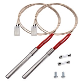 YAOAWE 2 Packs Upgraded Pellet Grill Igniter Replacement for Pit Boss & Camp Chef Smokers, Hot Rod Ignitor Parts Kit with 2pc Fuse, 200W 120V
