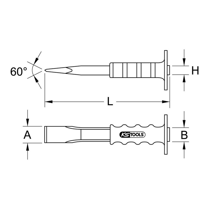 KS Tools 162.0202 Bricklayer's chisel, hand grip, 27x250mm