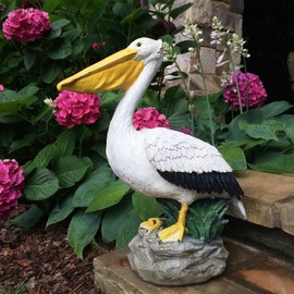 homestyles Classic Beautiful Large Natural Finish Pelican Shorebird Garden Pond Beach Pool Statue Figurine