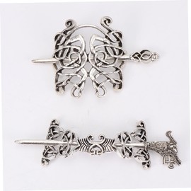 Healvian 2pcs Vintage Ethnic Alloy Hairpin for Women Decorative Silver Hair Clips Elegant Hair Ornaments for Brides Bridesmaids and Everyday Styling Accessories