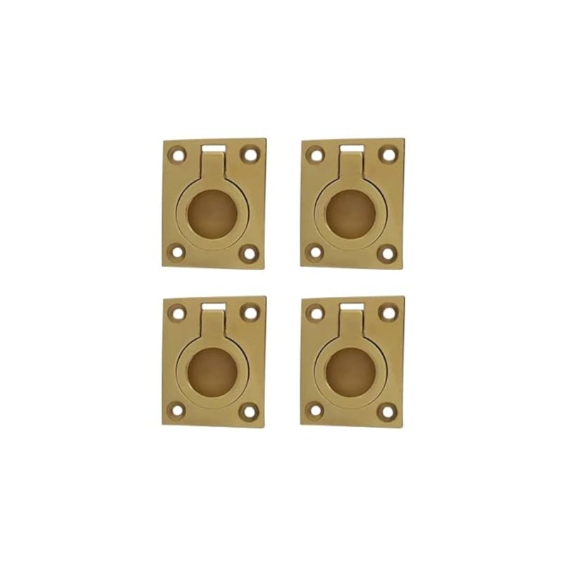 QCAA Solid Brass Flush Ring Pull, 36.5 x45 mm, Polished