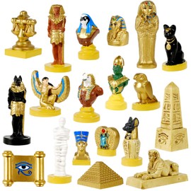 Pamonrueer 19 Pcs Egyptian Figurines Set Ancient Egypt Ancient Egyptian Decor Pyramid Mummy Pharaoh Anubis Statue Egyptian Decor Egyptian Gods for Home Decor