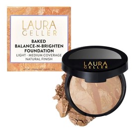 LAURA GELLER NEW YORK Award-Winning Baked Balance-n-Brighten - Polvo base iluminadora para corrección de color, cobertura ligera a media - Acabado natural demi-mate, Claro