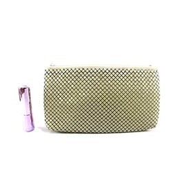 Frewahmesh Cosmetic Bag with Zipper,Travel Makeup Pouch,Metal Mesh Portable for Girls Women (Beige)