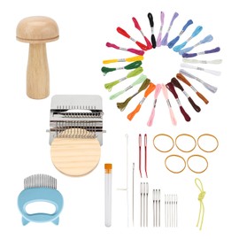 FMTYAOIU Darning Mushroom for Socks 14 Hooks Small Weaving Darner Loom with 9 Pcs Large Eye Needles Speedweve Style Complete Mending Kit Ideal for DIY Home Sewing Projects
