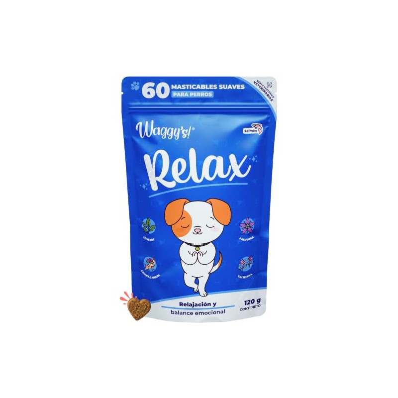 Waggys Relax, Relajante Natural para Estrés y Ansiedad en Perros,