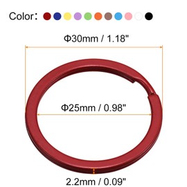 TOP-VIGOR 11Pcs Split Keychain Rings, 30 * 25 * 2.2mm Key Hoop, Multi-Purpose Keychain Loops, Round Flat O Ring Connector for Car Keys, Dog Tag Ring, DIY Crafts, 11 Colors