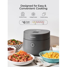 CUCKOO Micom Rice Cooker 6-Cup Uncooked / 12-Cup Cooked with Nonstick Inner Pot, Versatile Rice Maker with 9 Menu Options, Fuzzy Logic Technology, Auto Clean, Quick Rice Mode, Gray (CR-0675FG)