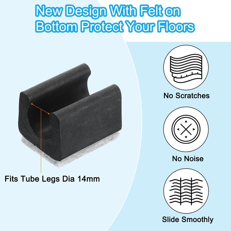 PATIKIL Rectangle U Shaped Chair Leg Tips Caps with Felt