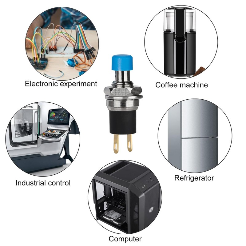 DIYhz 5Pcs Self Locking SPST Latching Type Dash ON/Off Blue