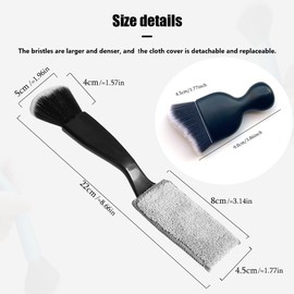 Smeyta Double Head Brush for Car Clean,Car Brushes for Detailing Interior,Car Detailing Brushes Exterior,Soft Car Detailing Brush(Black,3Pack)